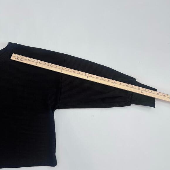 FINAL TOUCH RIBBED CREW NECK EXTENED LONG BELL SLEEVE CROP TOP SWEATSHIRT LARGE - Picture 4 of 9